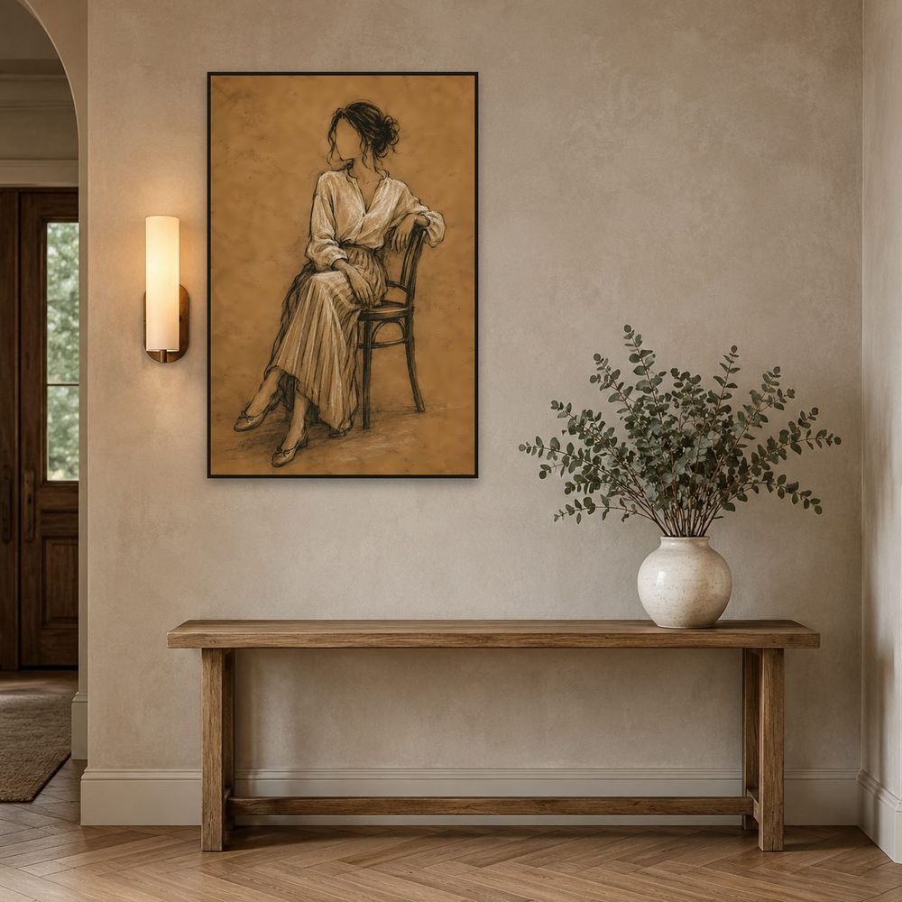 Seated Woman Sketch — animals wall art print by Brunelvi — view 3
