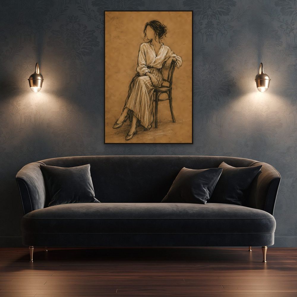 Seated Woman Sketch — animals wall art print by Brunelvi — view 4