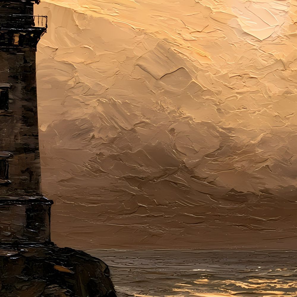 Sepia Lighthouse Storm — landscapes wall art print by Brunelvi — view 2