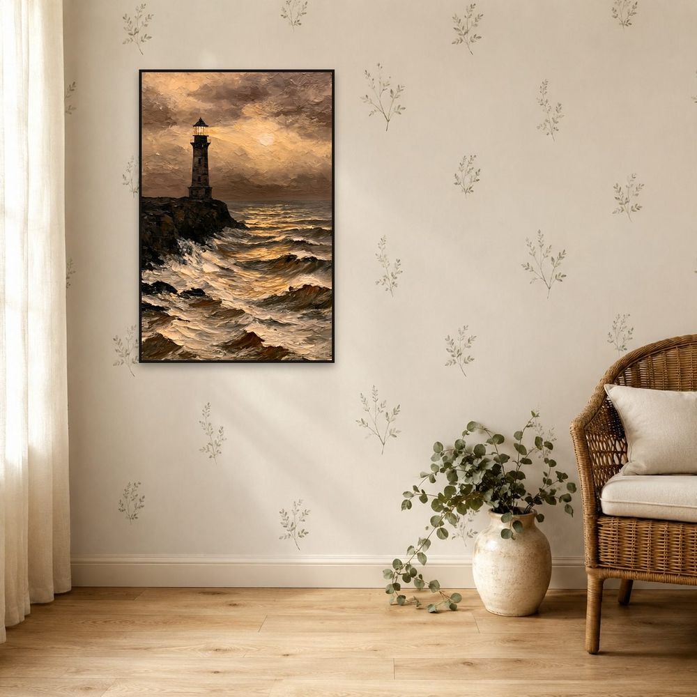 Sepia Lighthouse Storm — landscapes wall art print by Brunelvi — view 5