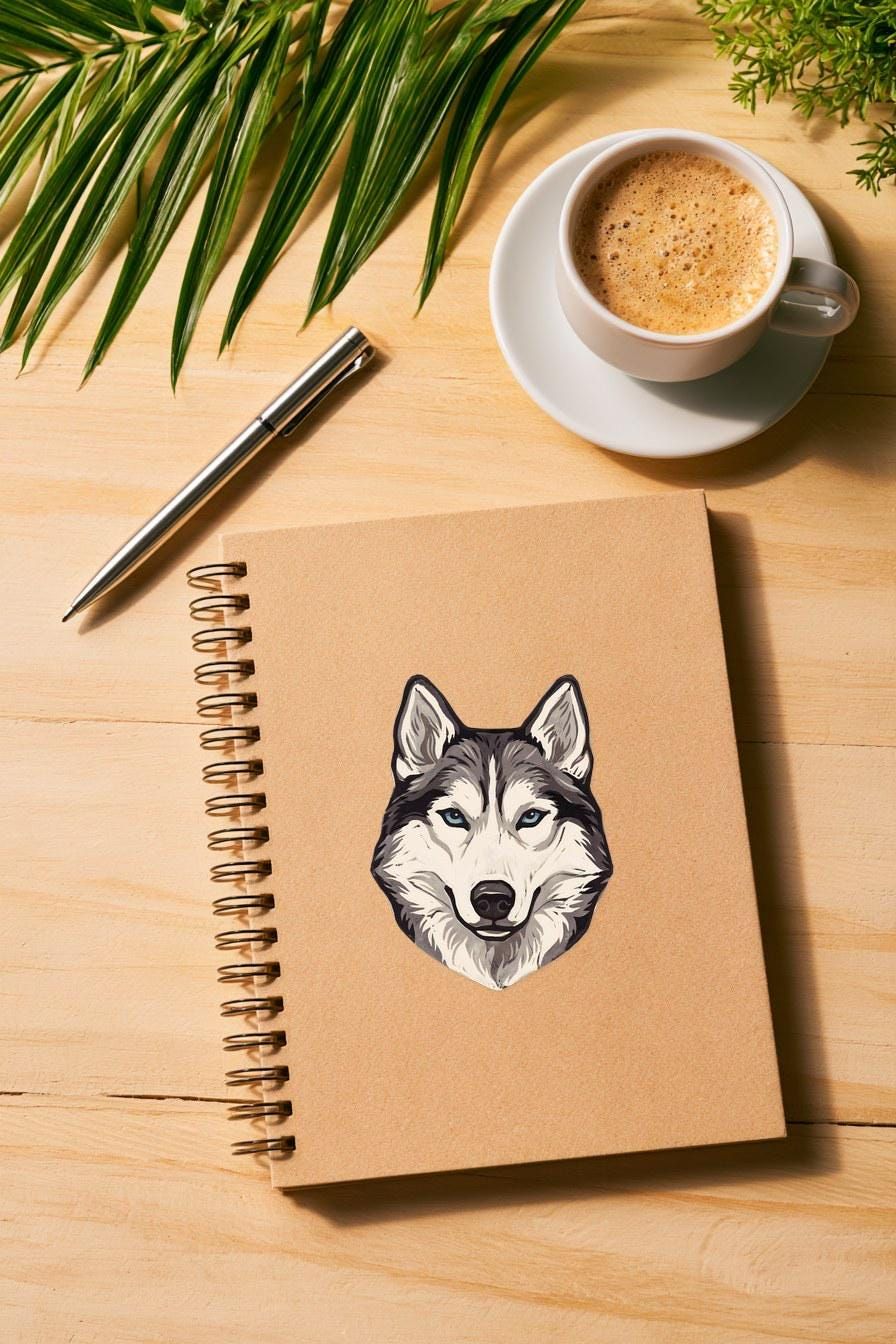 Siberian Husky Linocut Clipart — animal clipart clipart by Brunelvi — view 4