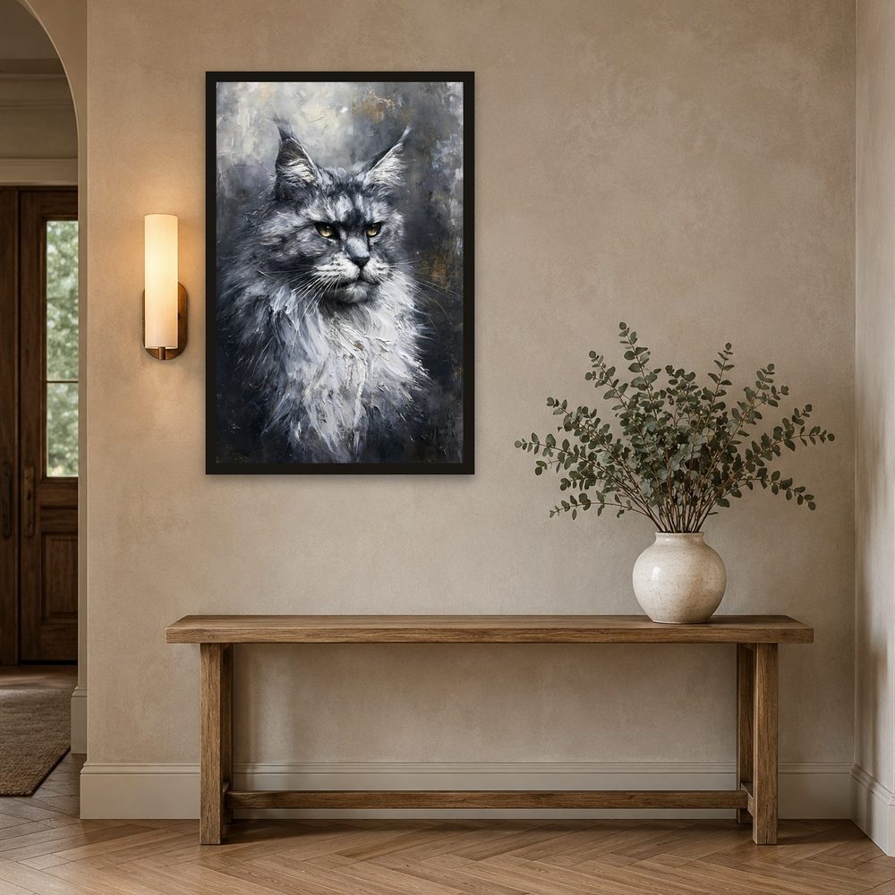 Silver Maine Coon impasto oil painting wall art by Brunelvi — Ansicht 2
