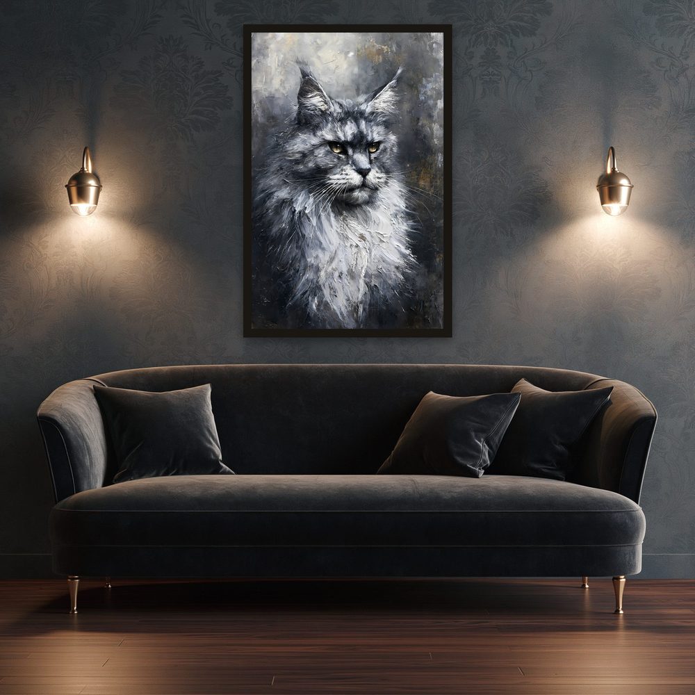 Silver Maine Coon impasto oil painting wall art by Brunelvi — Ansicht 3