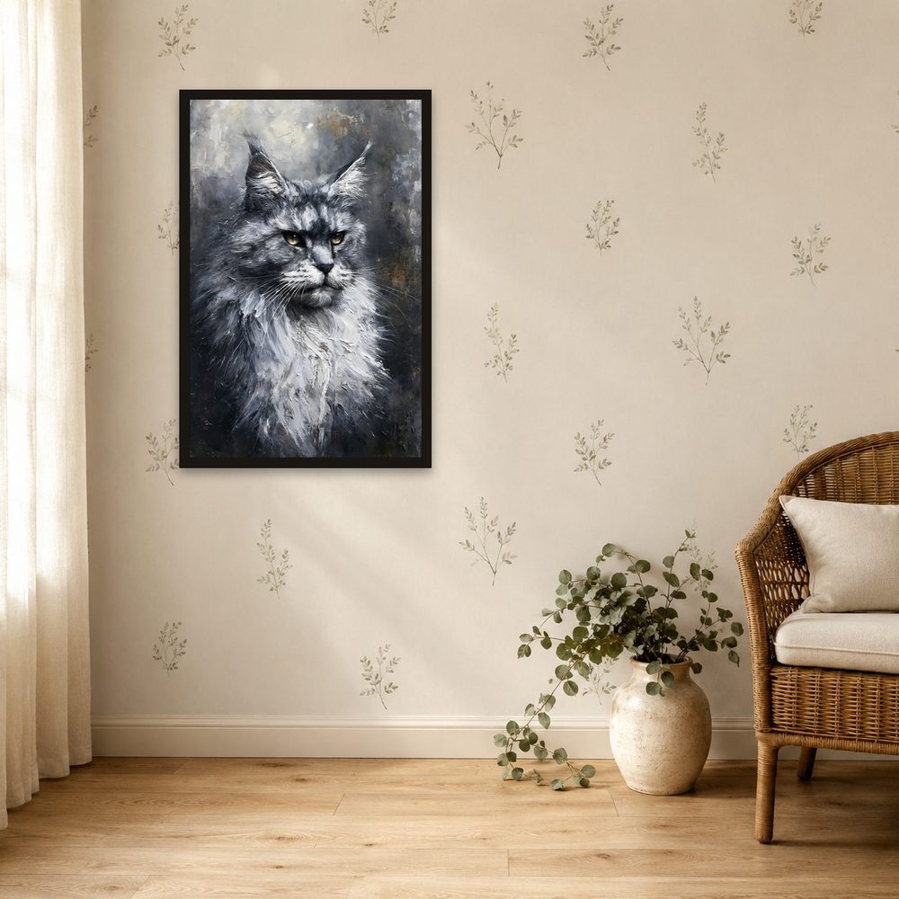 Silver Maine Coon impasto oil painting wall art by Brunelvi — Ansicht 4