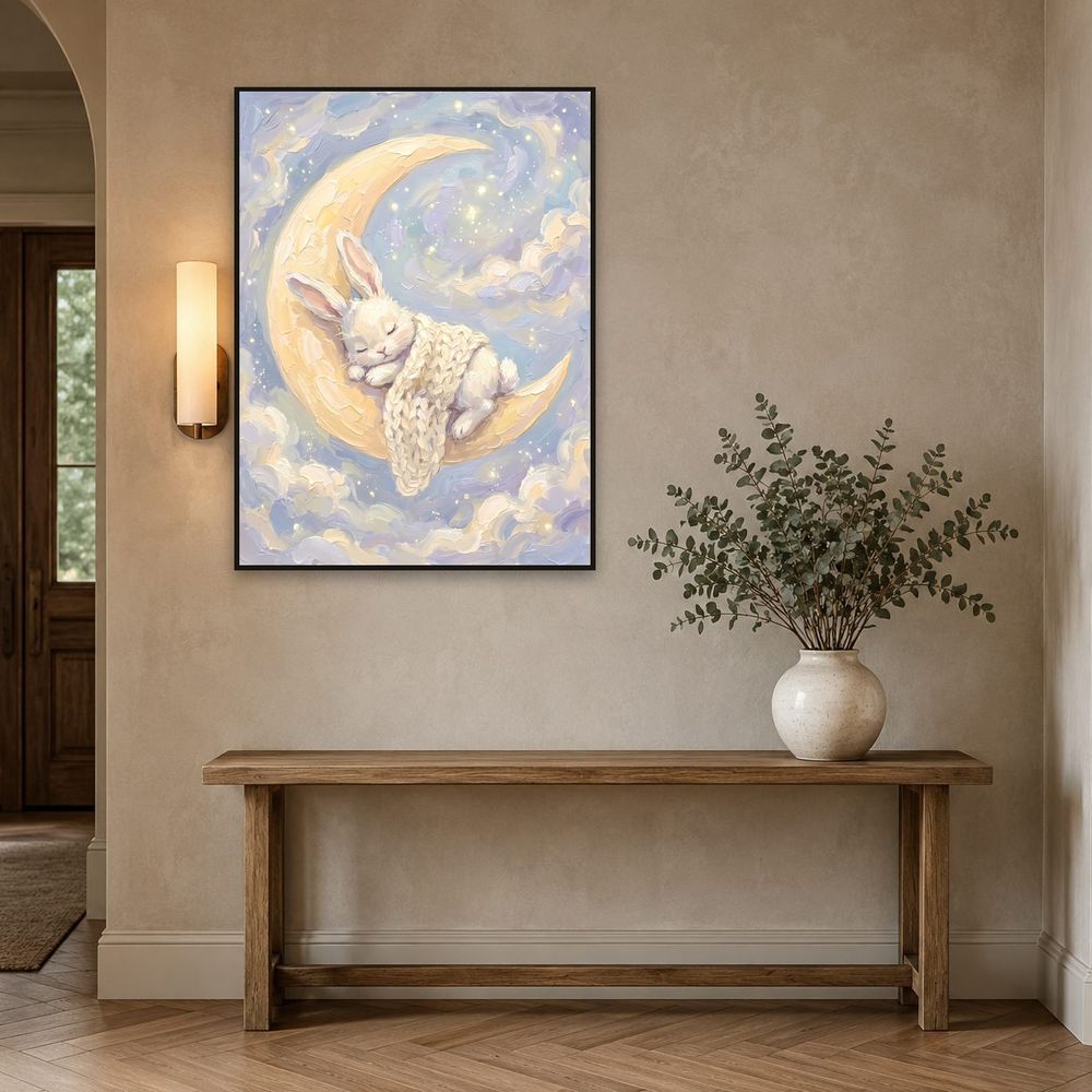 Sleeping Bunny Moon — kids & nursery wall art print by Brunelvi — view 3