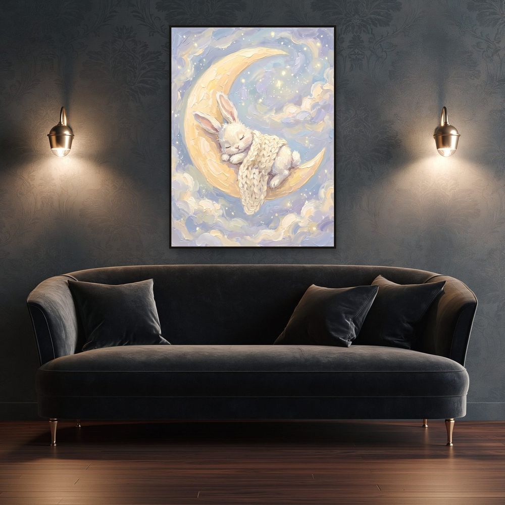 Sleeping Bunny Moon — kids & nursery wall art print by Brunelvi — view 4