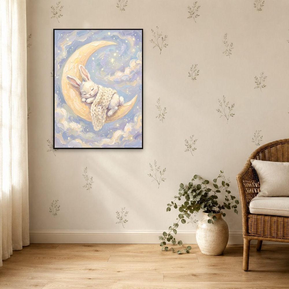 Sleeping Bunny Moon — kids & nursery wall art print by Brunelvi — view 5