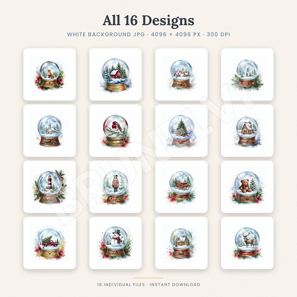 Snow Globe Clipart Bundle — jpg bundles (white bg) clipart by Brunelvi — view 2