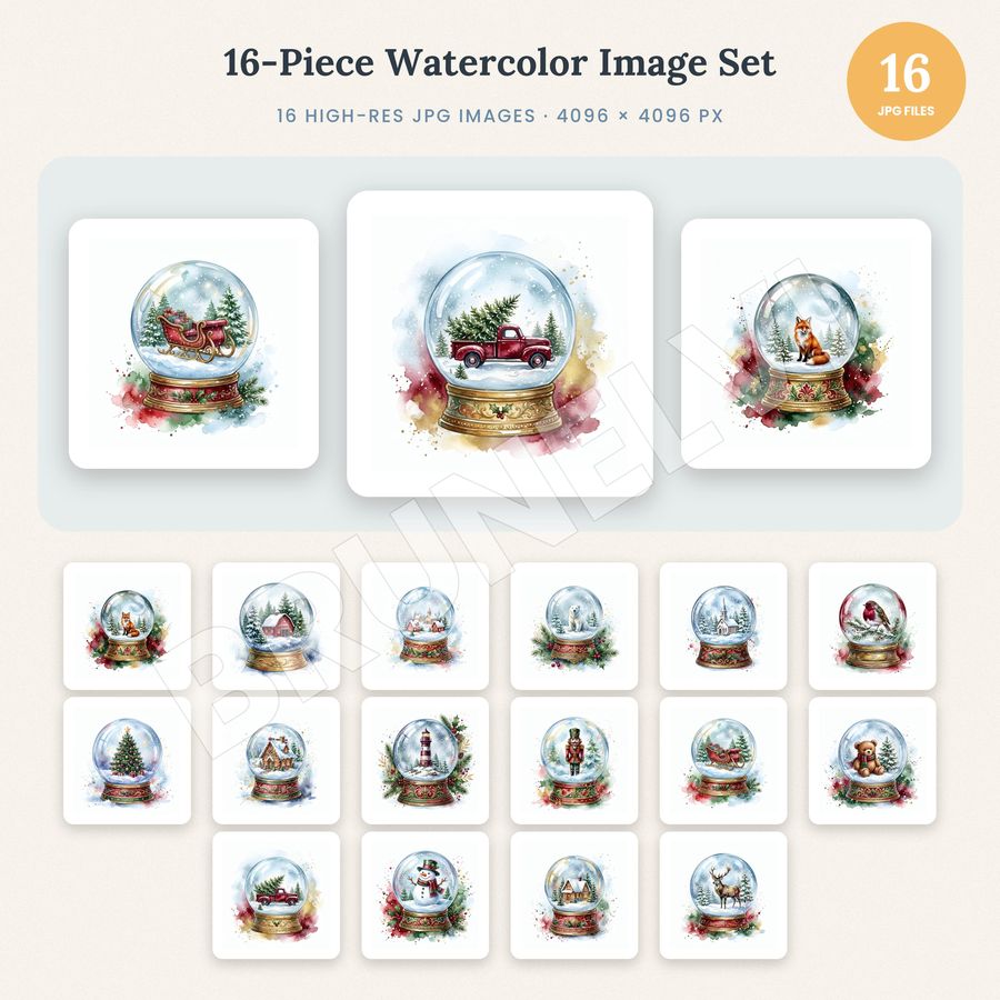 Snow Globe Clipart Bundle — jpg bundles (white bg) clipart by Brunelvi