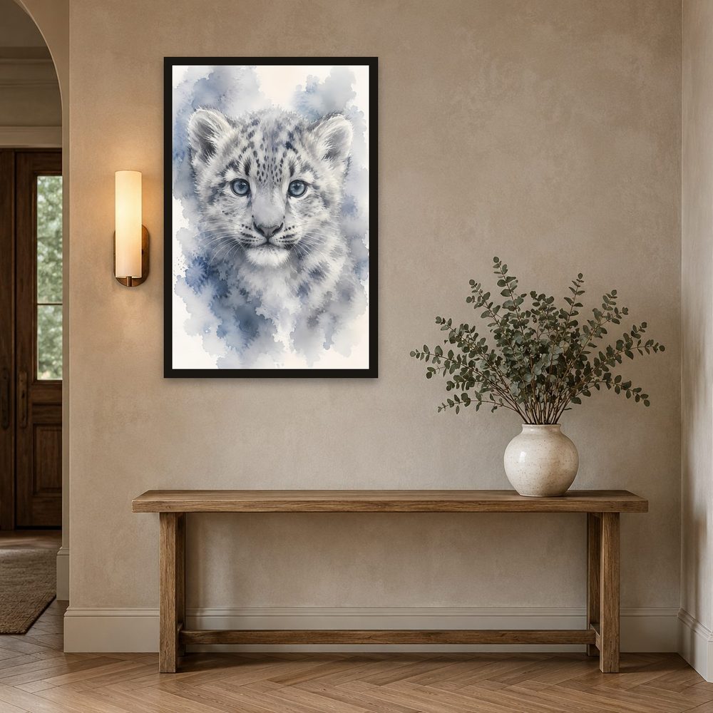 Snow Leopard Cub watercolor painting wall art by Brunelvi — Ansicht 2