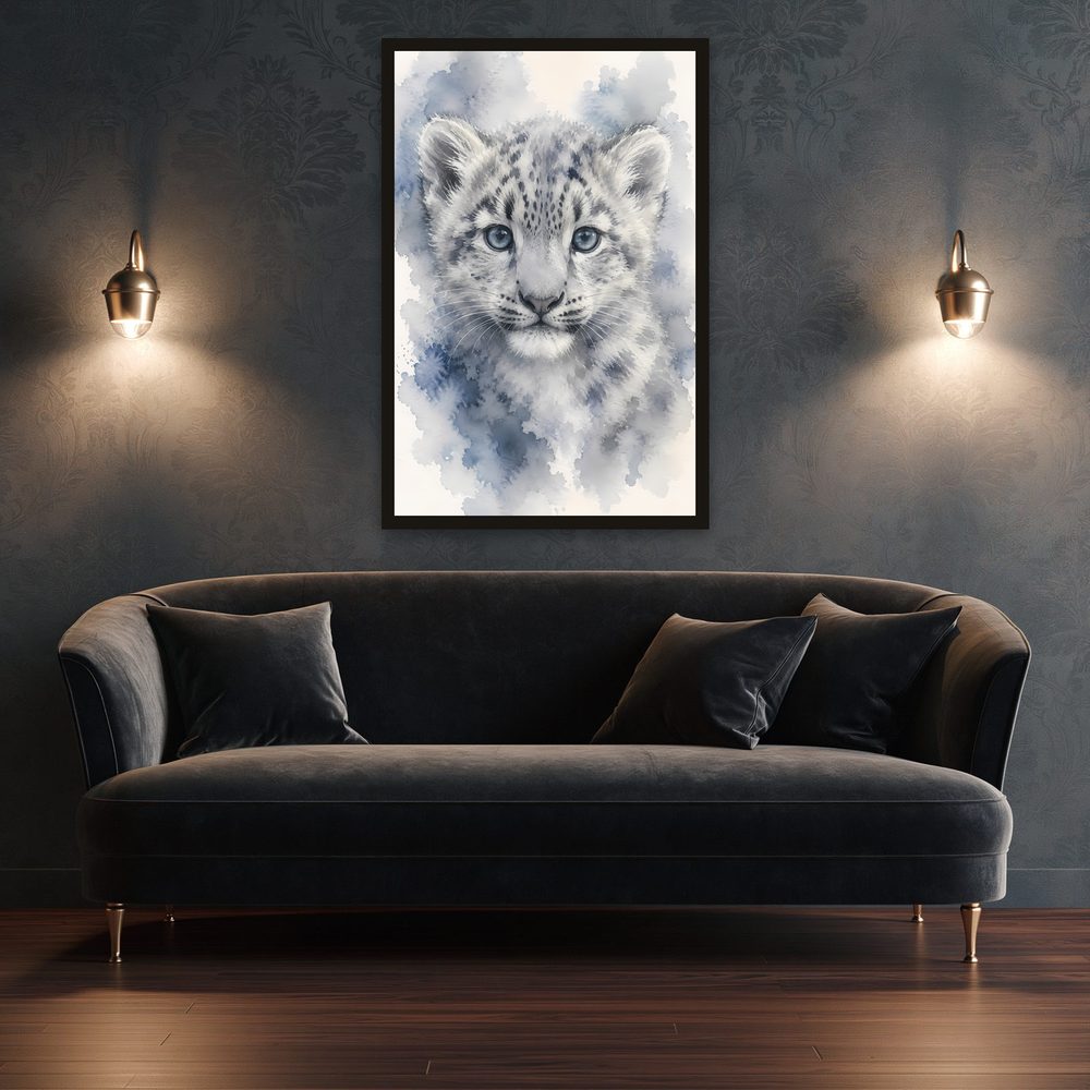 Snow Leopard Cub watercolor painting wall art by Brunelvi — Ansicht 3