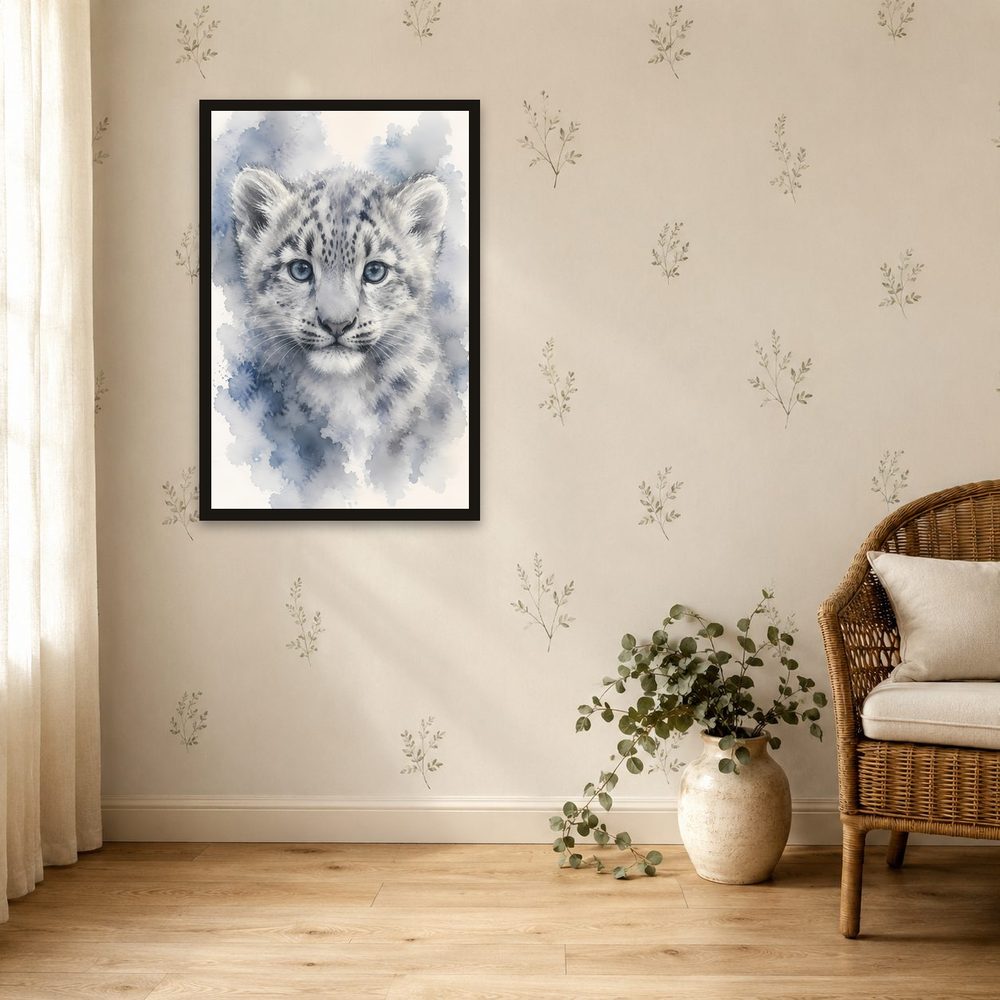 Snow Leopard Cub watercolor painting wall art by Brunelvi — Ansicht 4