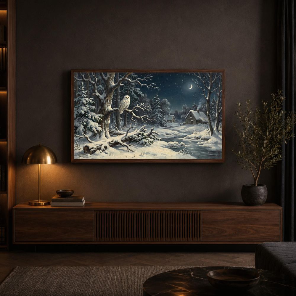 Snowy Owl Winter Night Frame TV Art — frame tv art frame tv art by Brunelvi — view 4