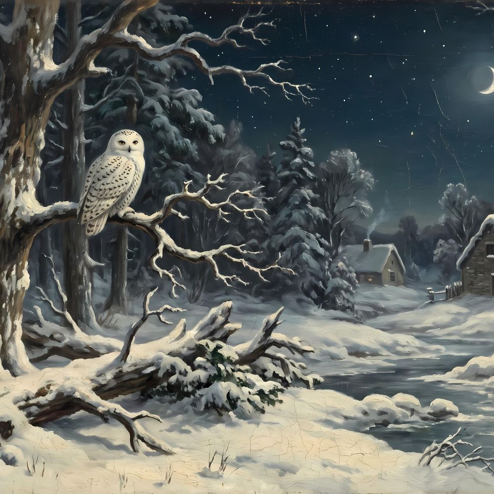 Snowy Owl Winter Night Frame TV Art — frame tv art frame tv art by Brunelvi — view 5