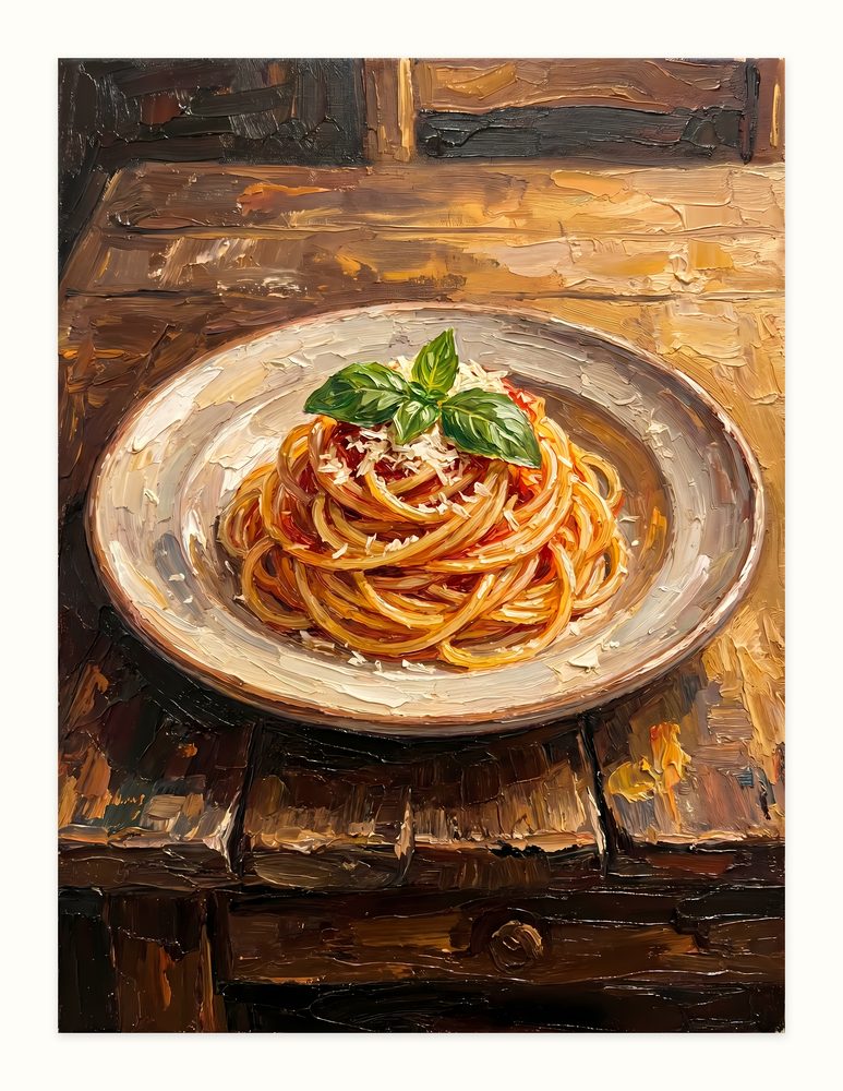 Spaghetti Pomodoro impasto oil painting wall art by Brunelvi
