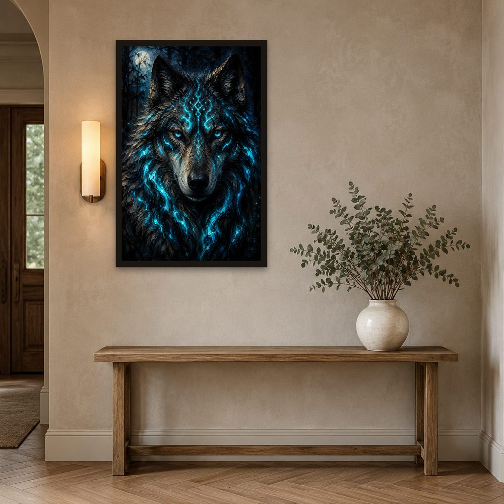 Spirit Wolf impasto oil painting wall art by Brunelvi — Ansicht 2