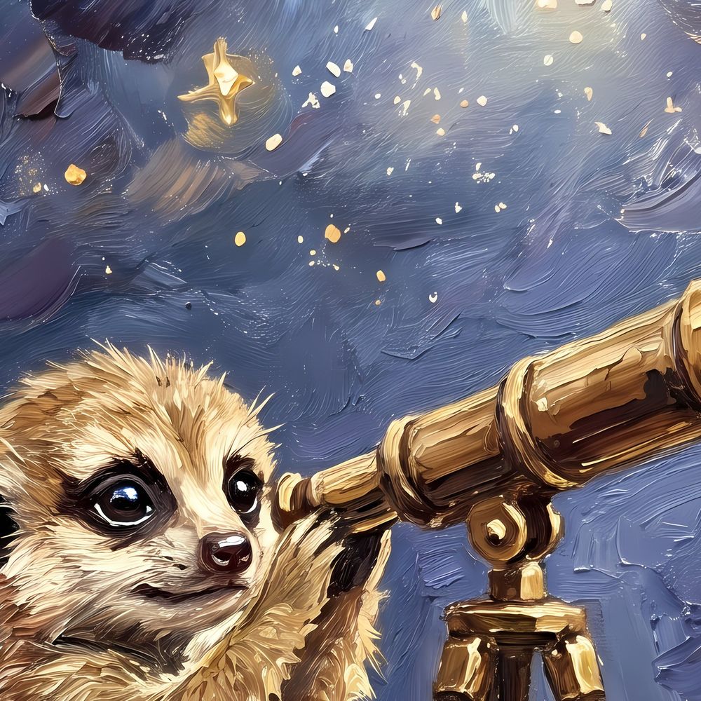 Stargazing Meerkat — kids & nursery wall art print by Brunelvi — view 2