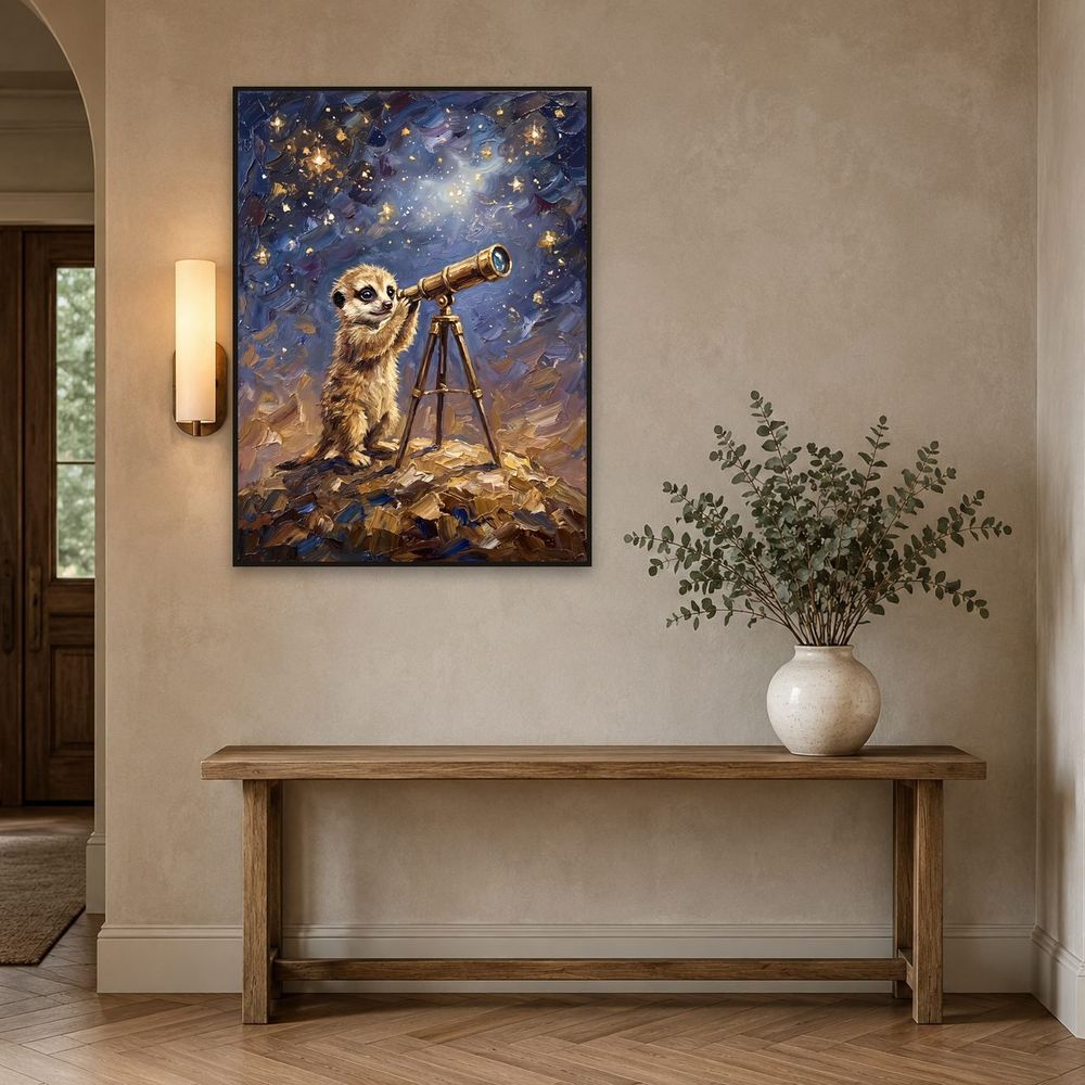 Stargazing Meerkat — kids & nursery wall art print by Brunelvi — view 3