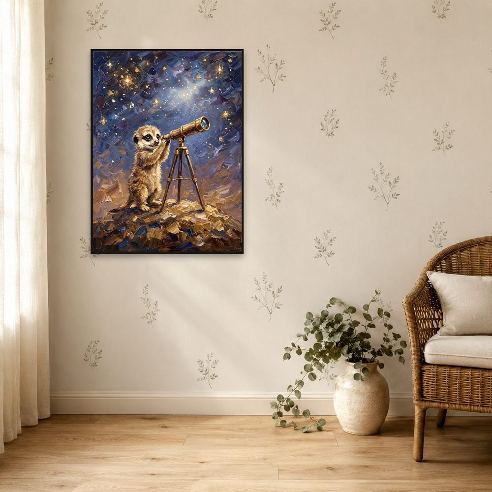 Stargazing Meerkat — kids & nursery wall art print by Brunelvi — view 5