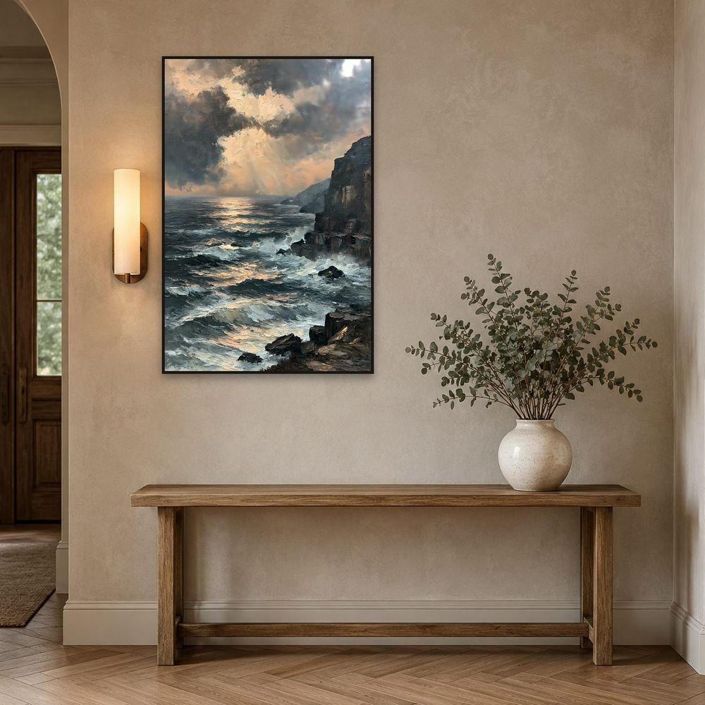 Stormy Cliff Seascape — landscapes wall art print by Brunelvi — view 3