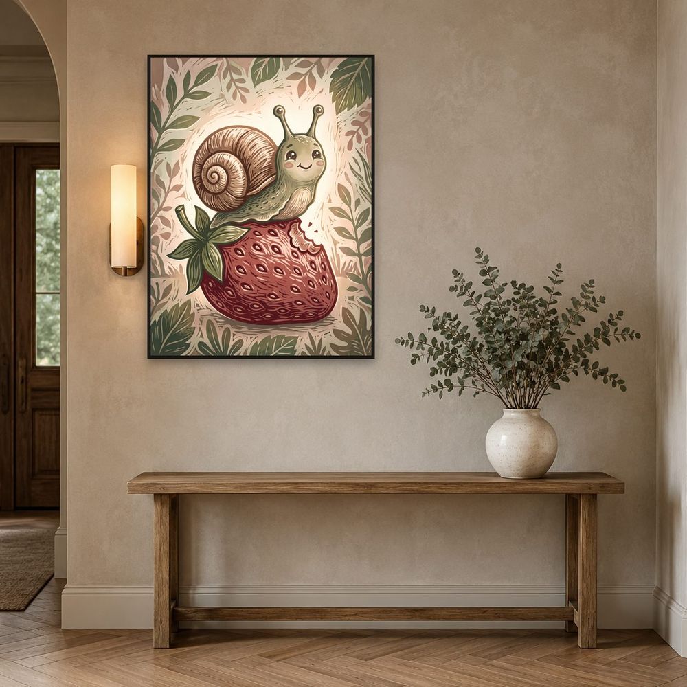 Strawberry Snail — kids & nursery wall art print by Brunelvi — view 3