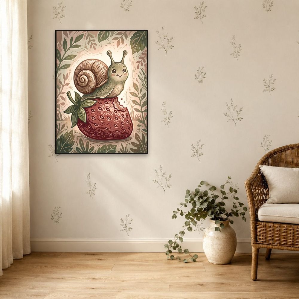 Strawberry Snail — kids & nursery wall art print by Brunelvi — view 5