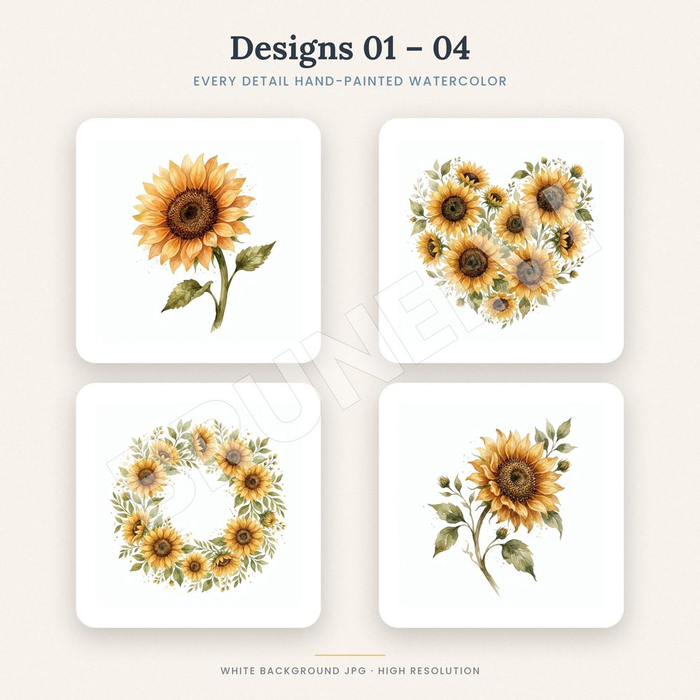 Sunflower Clipart Bundle — jpg bundles (white bg) clipart by Brunelvi — view 3