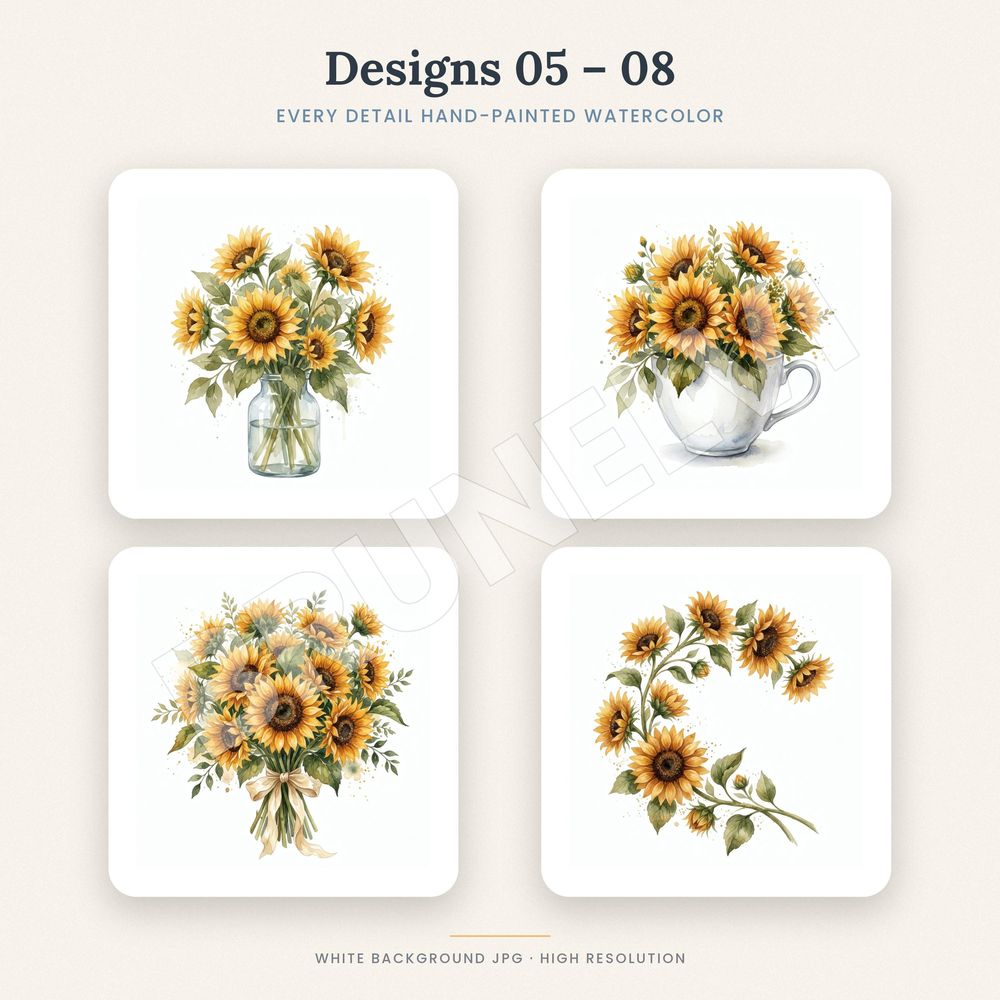 Sunflower Clipart Bundle — jpg bundles (white bg) clipart by Brunelvi — view 4