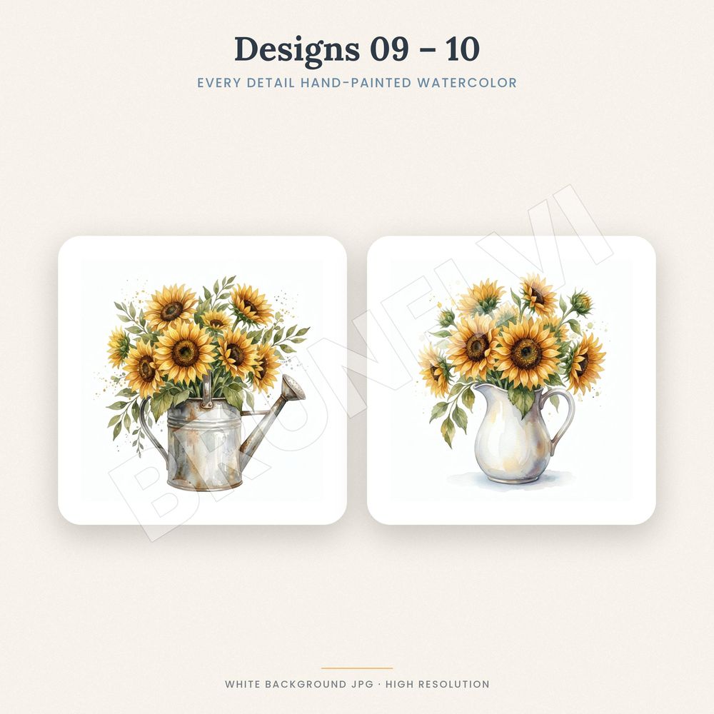 Sunflower Clipart Bundle — jpg bundles (white bg) clipart by Brunelvi — view 5