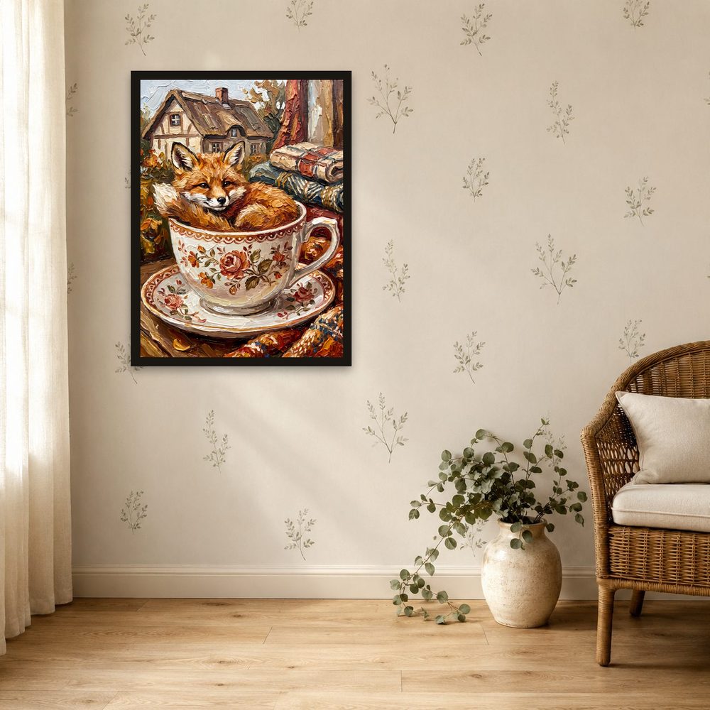 Teacup Fox impasto oil painting wall art by Brunelvi — Ansicht 4