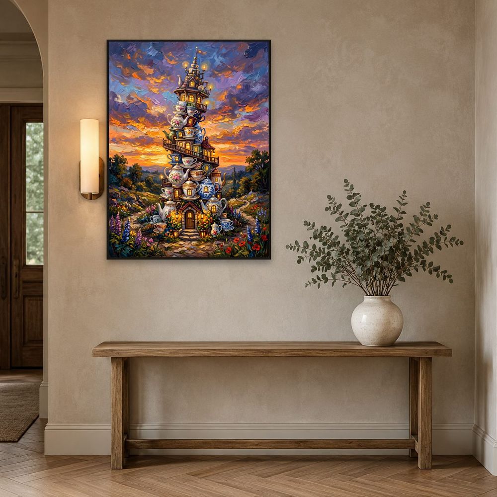 Teapot Cottage Tower — fantasy wall art print by Brunelvi — view 3