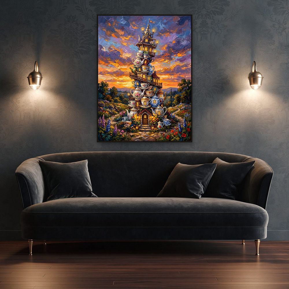 Teapot Cottage Tower — fantasy wall art print by Brunelvi — view 4