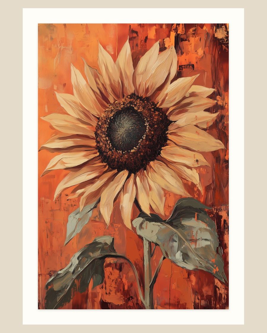 Terracotta Sunflower — florals art print by Brunelvi