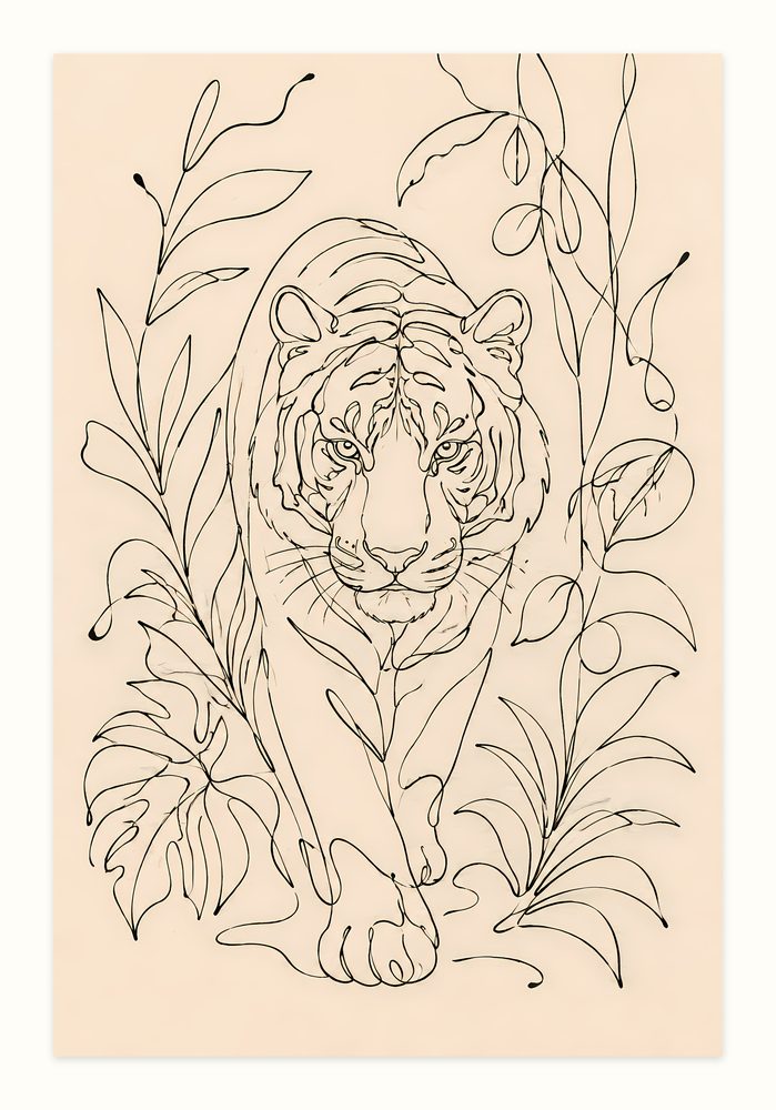 Tiger Line Art line art wall art by Brunelvi