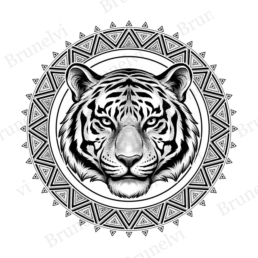 Tiger Tattoo Mandala PNG — bold clipart clipart by Brunelvi