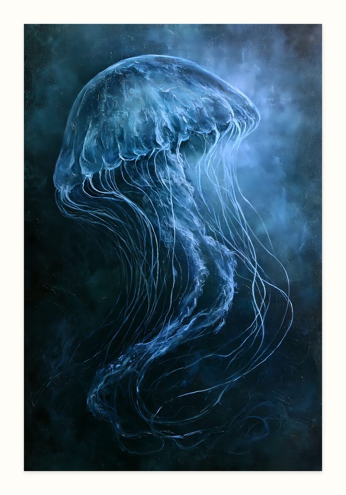 Translucent Moon Jelly impasto oil painting wall art by Brunelvi