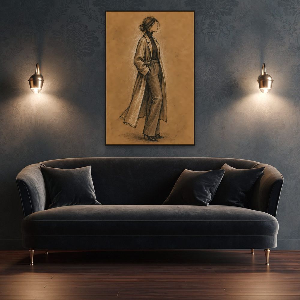 Trench Coat Sketch — animals wall art print by Brunelvi — view 4