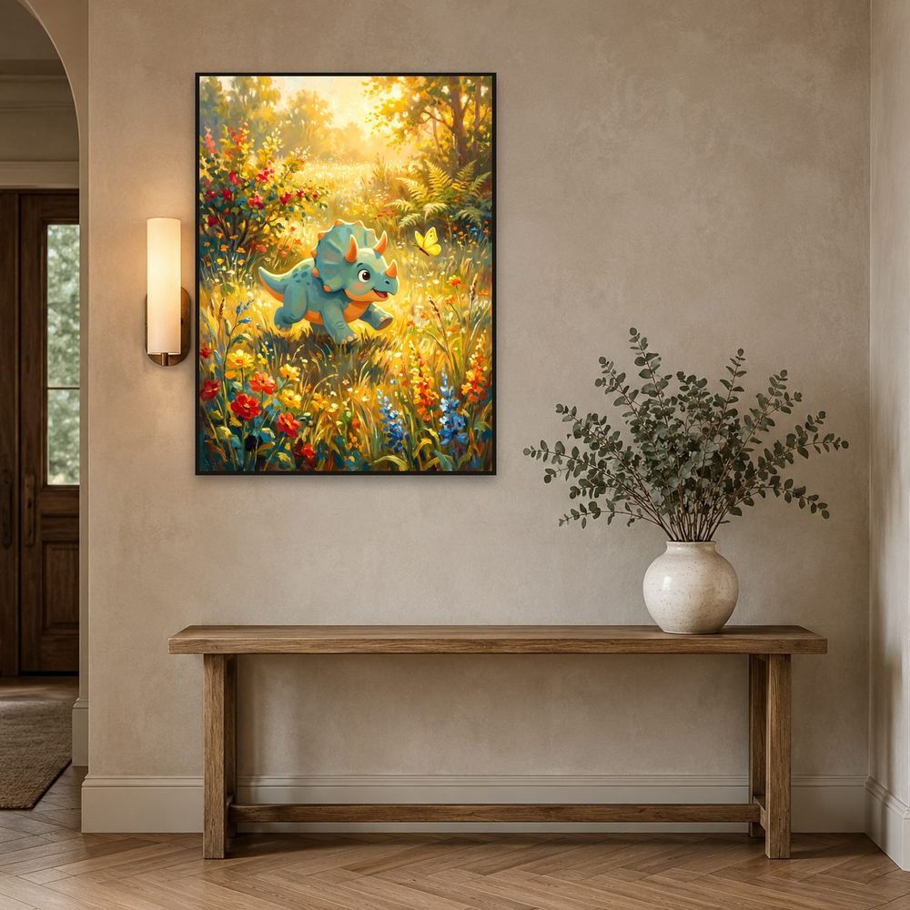 Triceratops and Butterfly — kids & nursery wall art print by Brunelvi — view 3