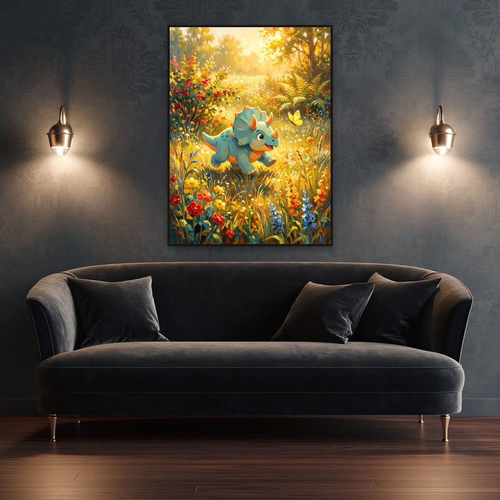 Triceratops and Butterfly — kids & nursery wall art print by Brunelvi — view 4