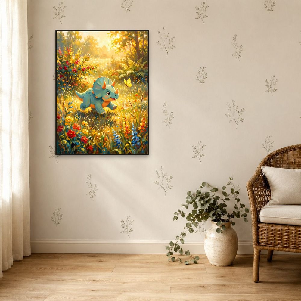Triceratops and Butterfly — kids & nursery wall art print by Brunelvi — view 5