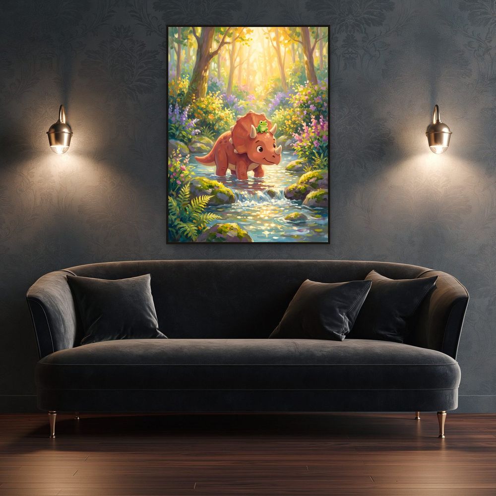 Triceratops and Frog — kids & nursery wall art print by Brunelvi — view 4