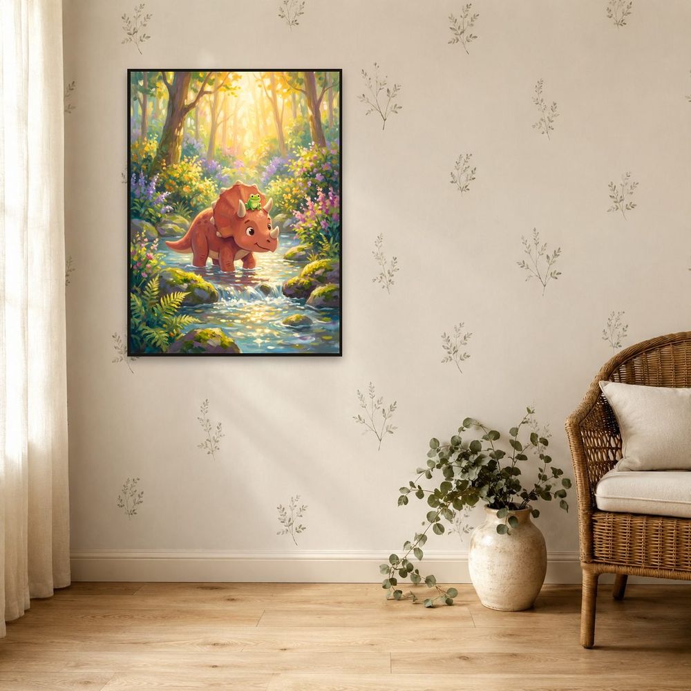 Triceratops and Frog — kids & nursery wall art print by Brunelvi — view 5
