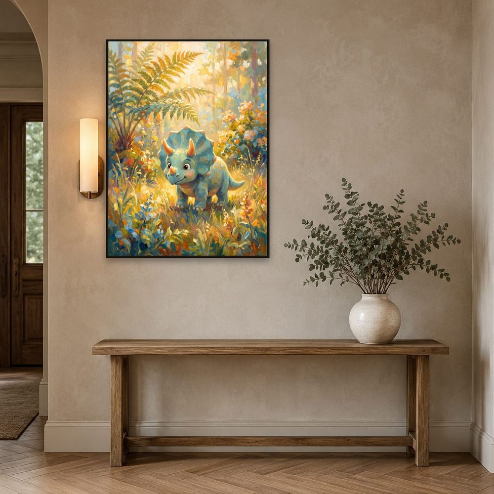 Triceratops in Ferns — kids & nursery wall art print by Brunelvi — view 3