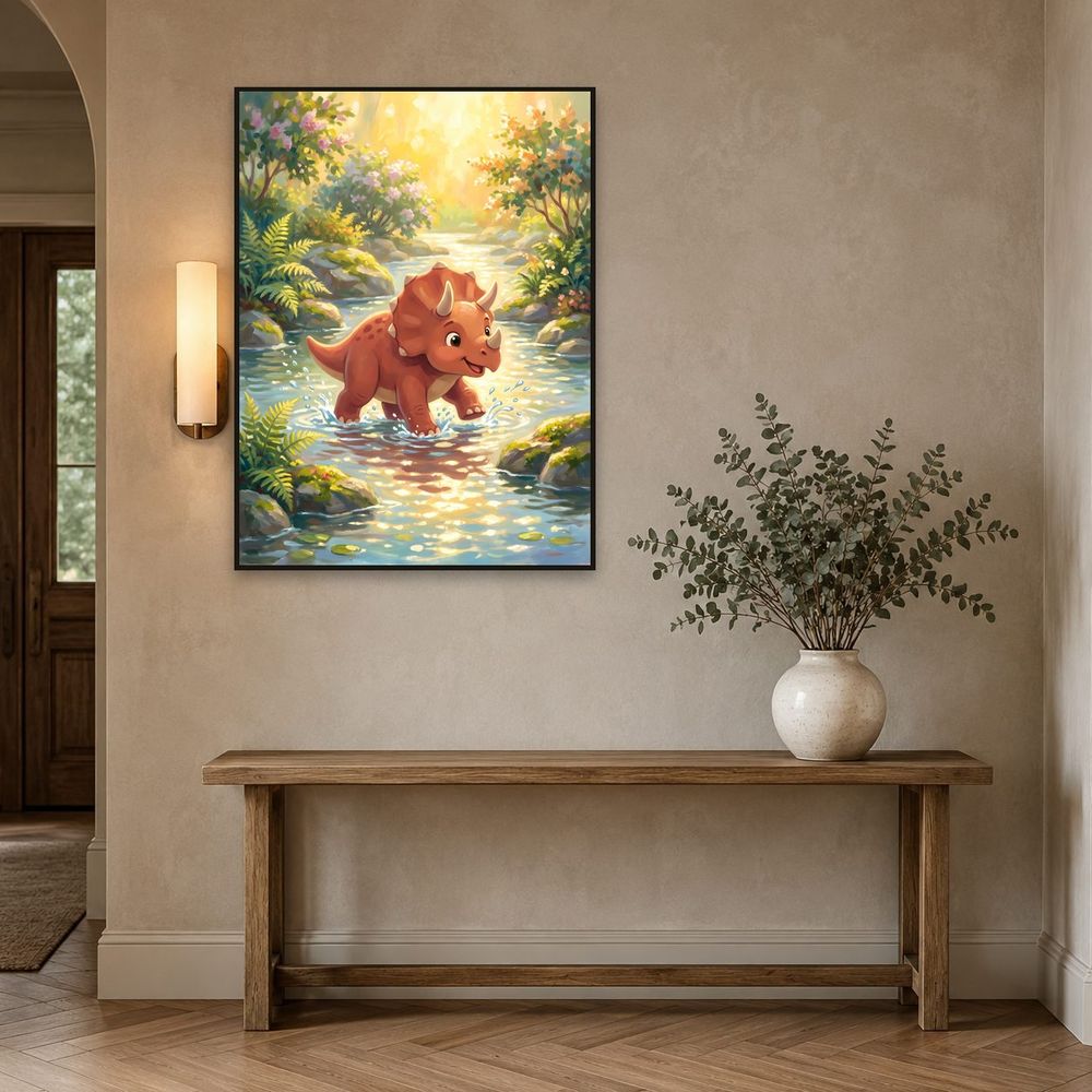 Triceratops Splashing — kids & nursery wall art print by Brunelvi — view 3