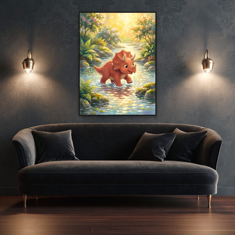 Triceratops Splashing — kids & nursery wall art print by Brunelvi — view 4