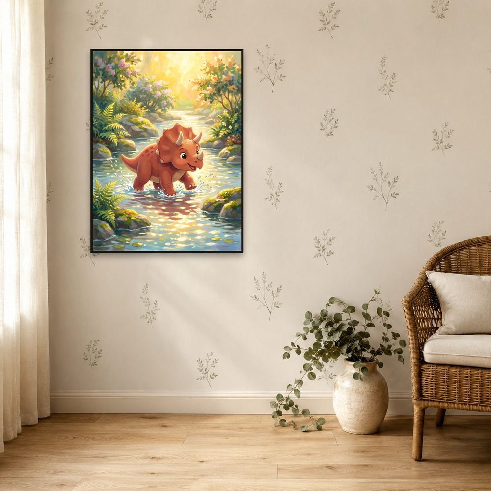 Triceratops Splashing — kids & nursery wall art print by Brunelvi — view 5