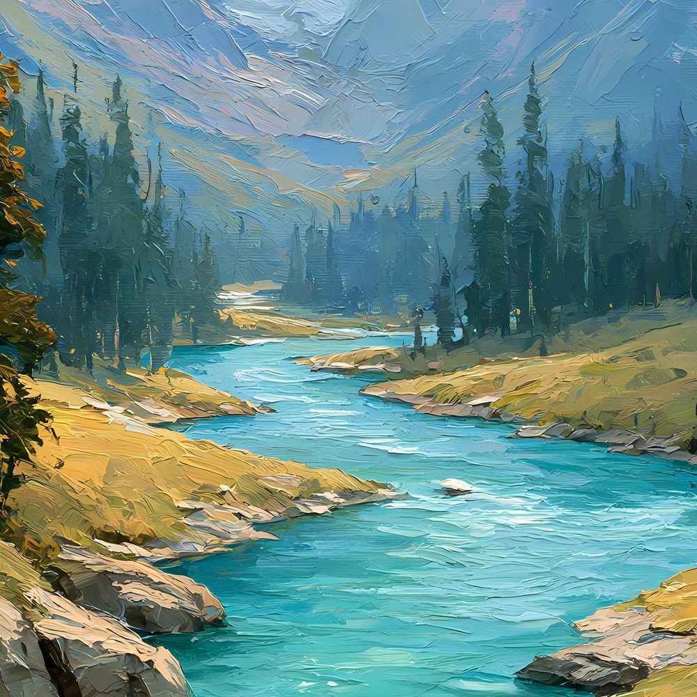 Turquoise Mountain River — landscapes wall art print by Brunelvi — view 2