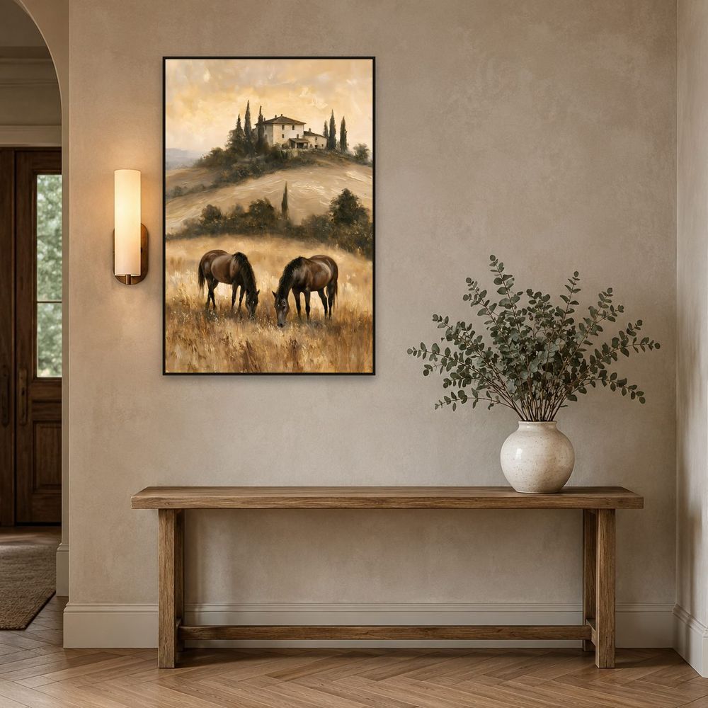 Tuscan Horses Meadow — landscapes wall art print by Brunelvi — view 3