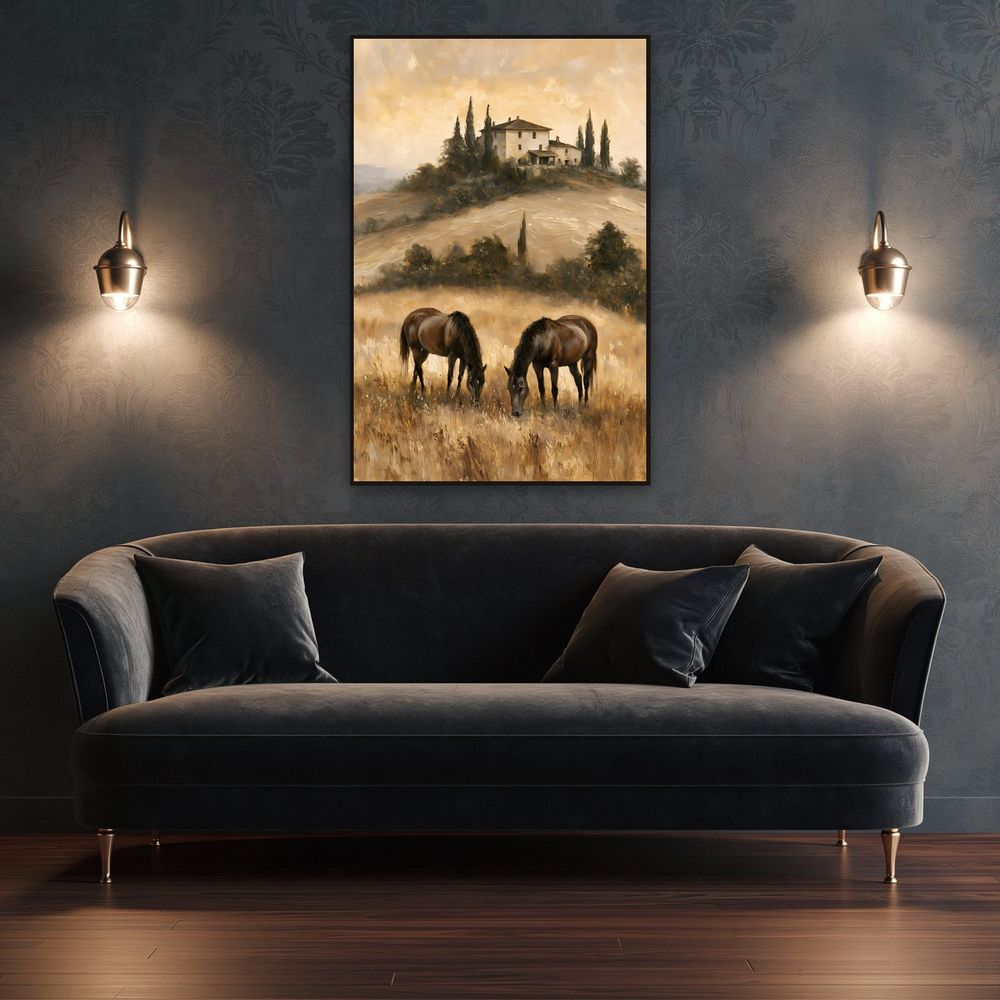 Tuscan Horses Meadow — landscapes wall art print by Brunelvi — view 4