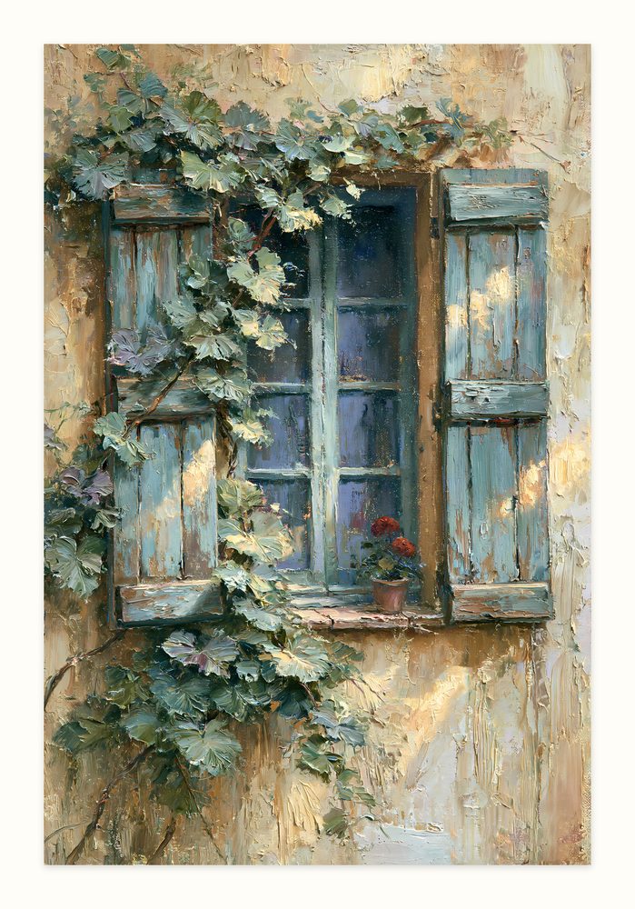 Tuscan Window impasto oil painting wall art by Brunelvi